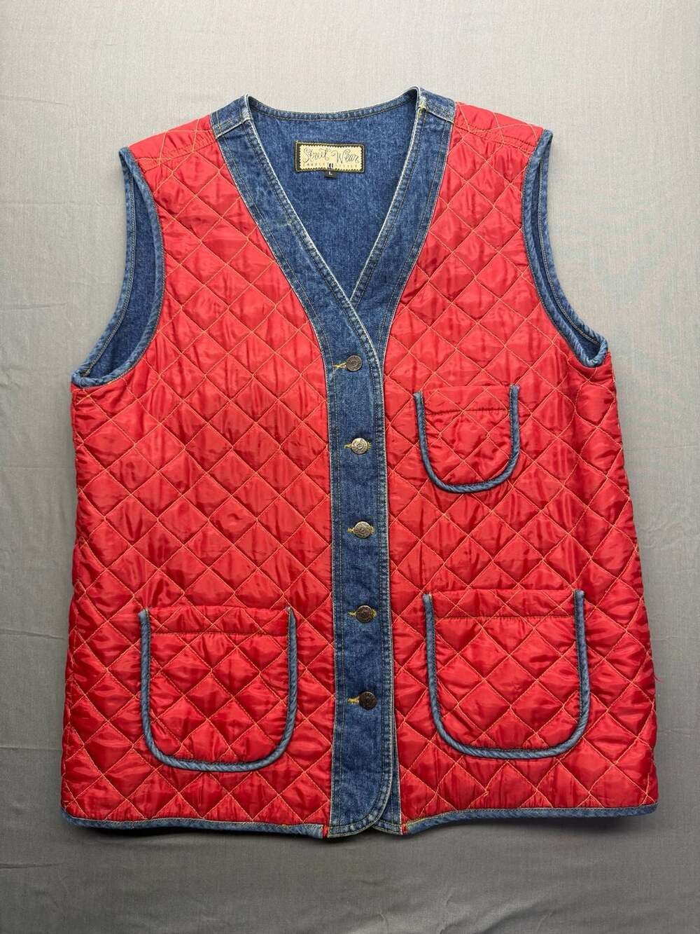 Carole Little Street Wear Vintage Quilted Denim Vest